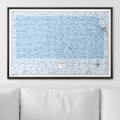 Push Pin Kansas Map (Pin Board) - Light Blue Color Splash CM Pin Board