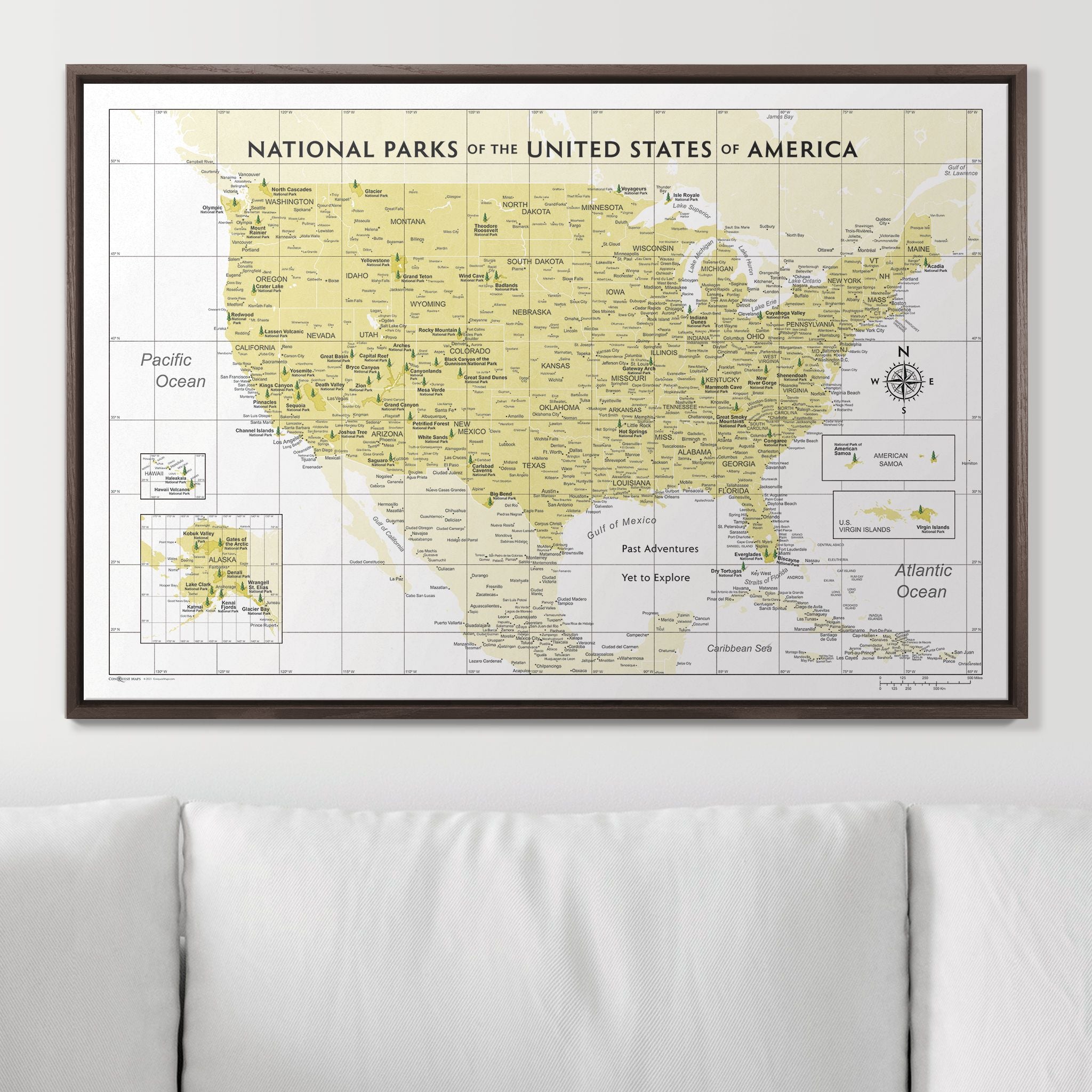 Push Pin National Parks Map (Pin Board) - Yellow Color Splash CM Pin Board