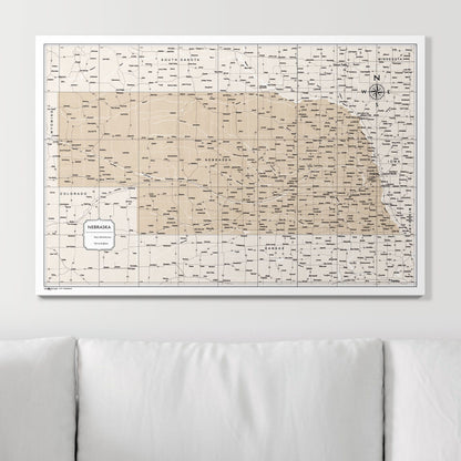 Push Pin Nebraska Map (Pin Board) - Light Brown Color Splash CM Pin Board