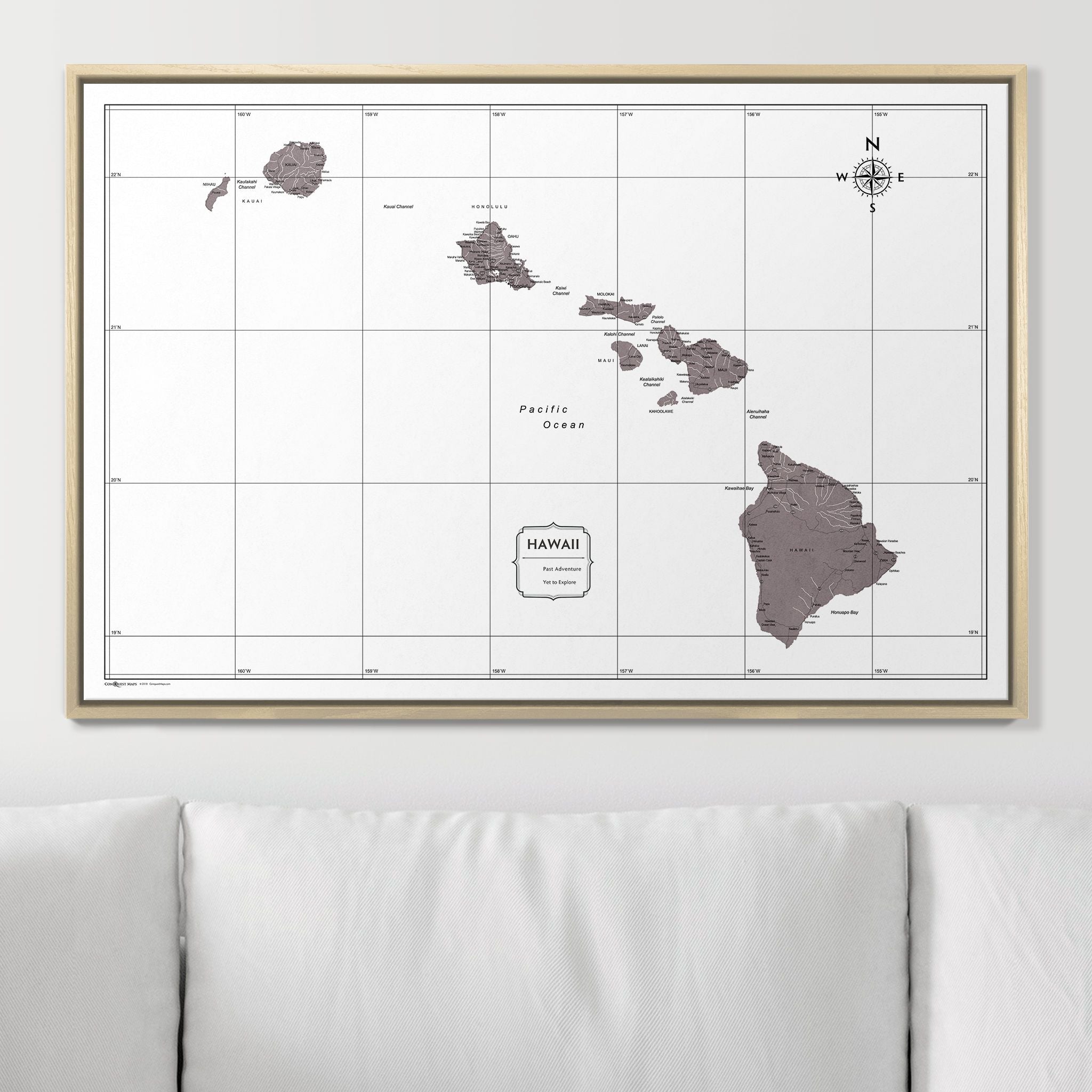 Push Pin Hawaii Map (Pin Board) - Dark Brown Color Splash CM Pin Board