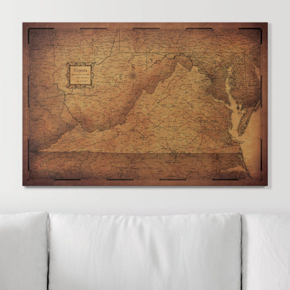 Push Pin Virginia Map (Pin Board) - Golden Aged CM Pin Board