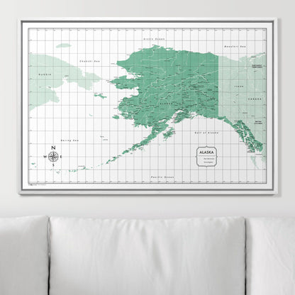 Push Pin Alaska Map (Pin Board) - Green Color Splash CM Pin Board