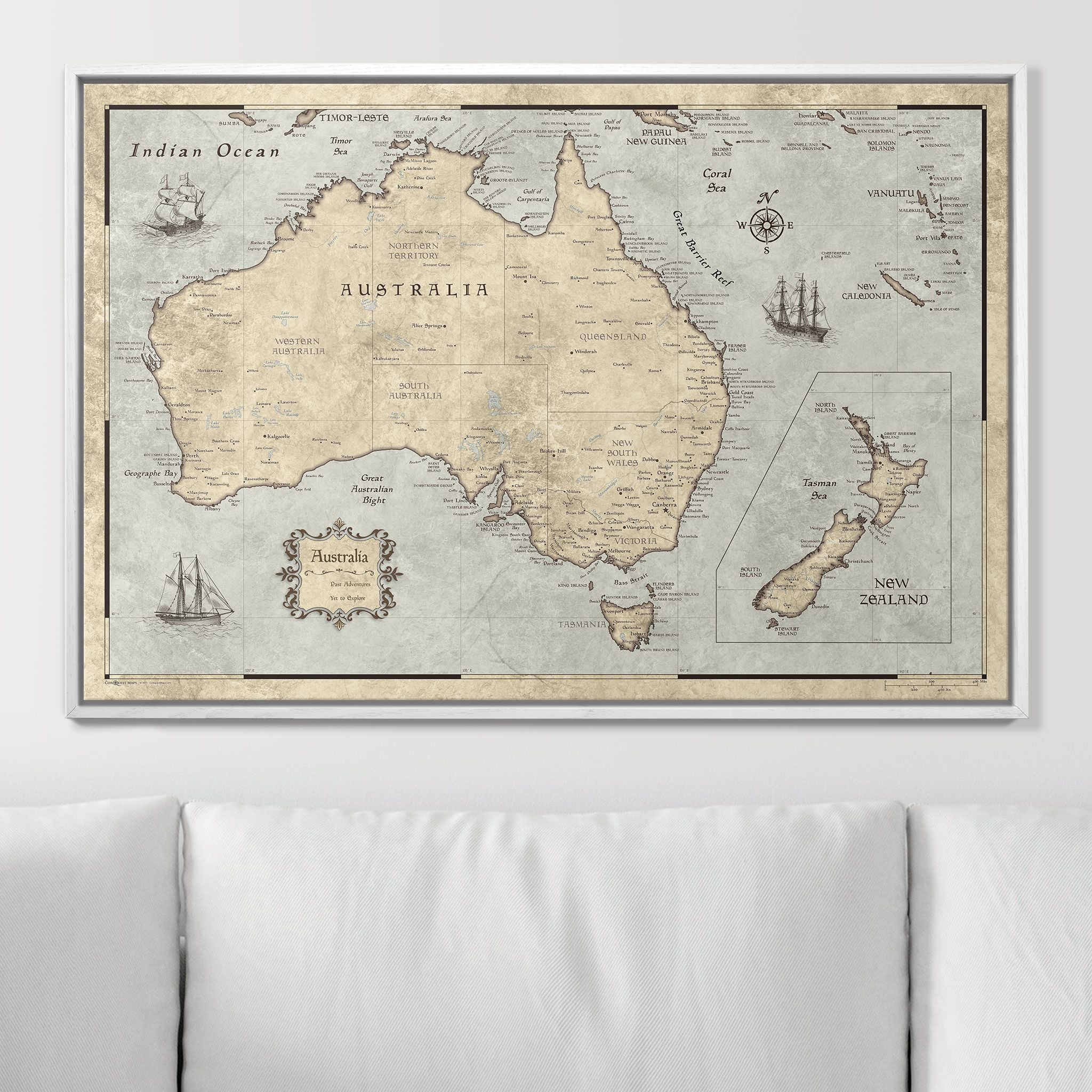 Push Pin Australia Map (Pin Board) - Rustic Vintage CM Pin Board