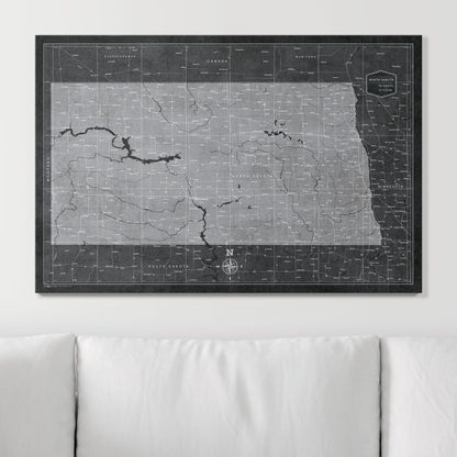 Push Pin North Dakota Map (Pin Board) - Modern Slate CM Pin Board