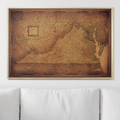 Push Pin Virginia Map (Pin Board) - Golden Aged CM Pin Board