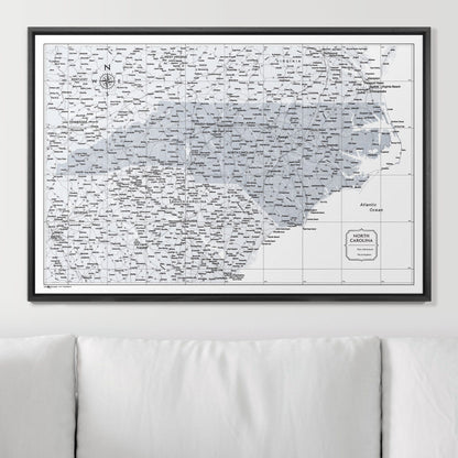 Push Pin North Carolina Map (Pin Board) - Light Gray Color Splash CM Pin Board