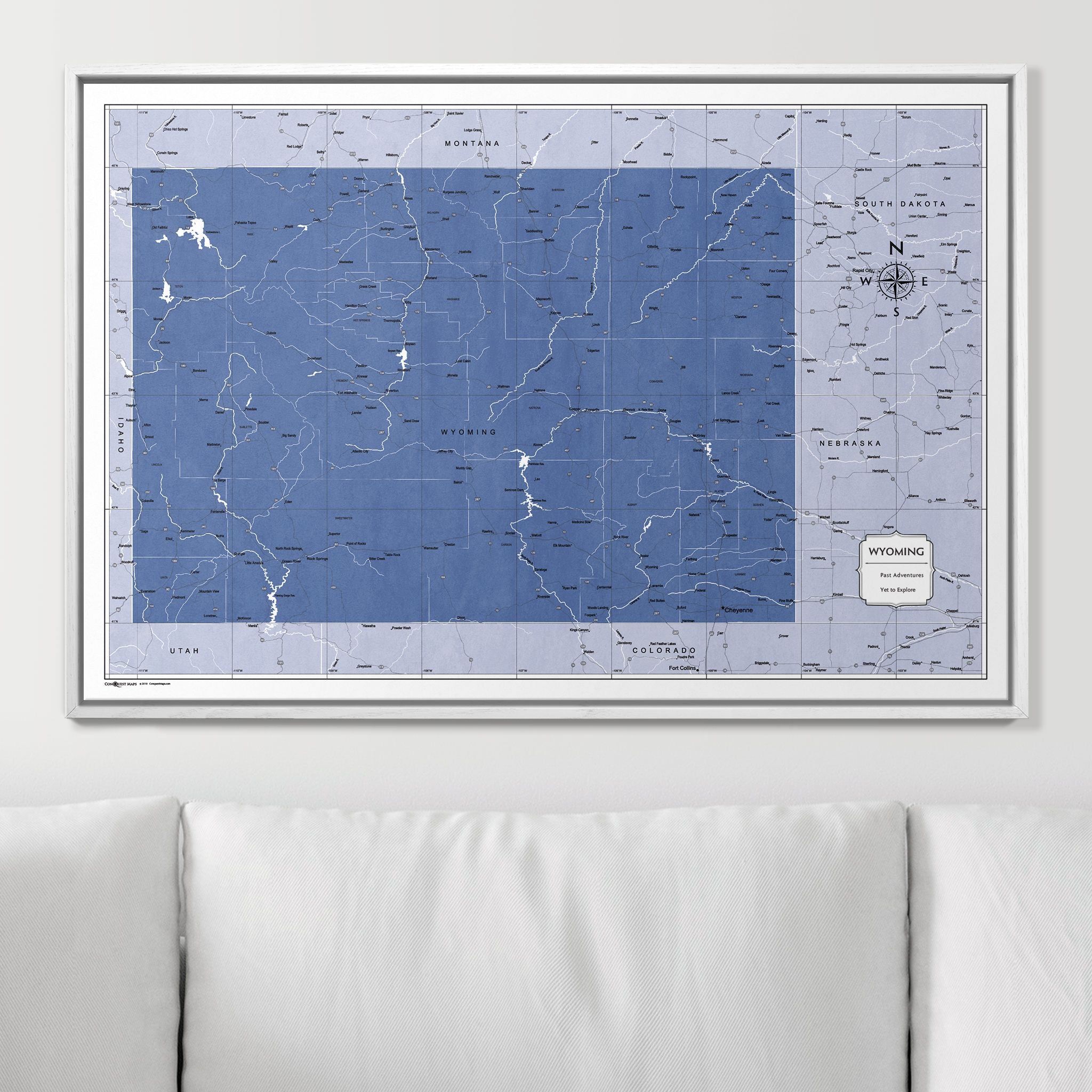 Push Pin Wyoming Map (Pin Board) - Navy Color Splash CM Pin Board