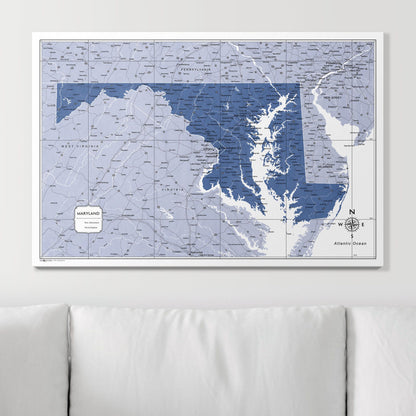 Push Pin Maryland Map (Pin Board) - Navy Color Splash CM Pin Board