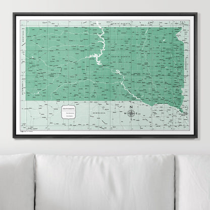 Push Pin South Dakota Map (Pin Board) - Green Color Splash CM Pin Board