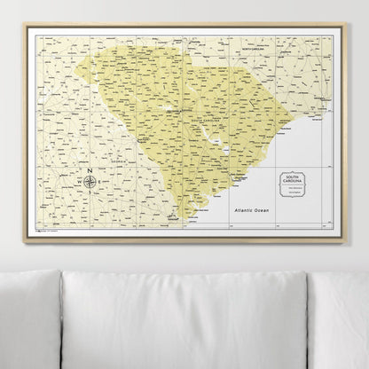 Push Pin South Carolina Map (Pin Board) - Yellow Color Splash CM Pin Board