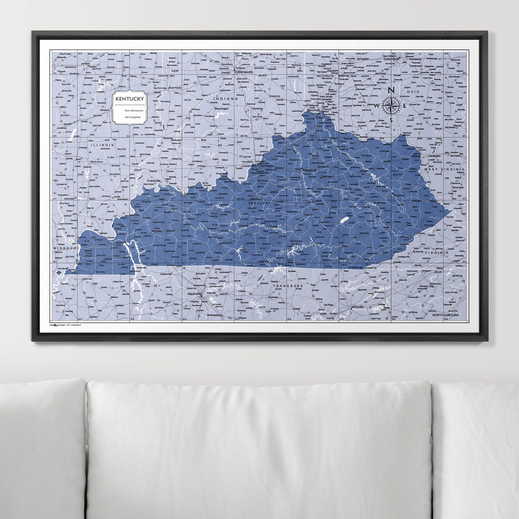 Push Pin Kentucky Map (Pin Board) - Navy Color Splash CM Pin Board