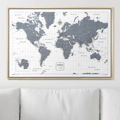 Push Pin World Map (Pin Board) - Dark Gray Color Splash CM Pin Board