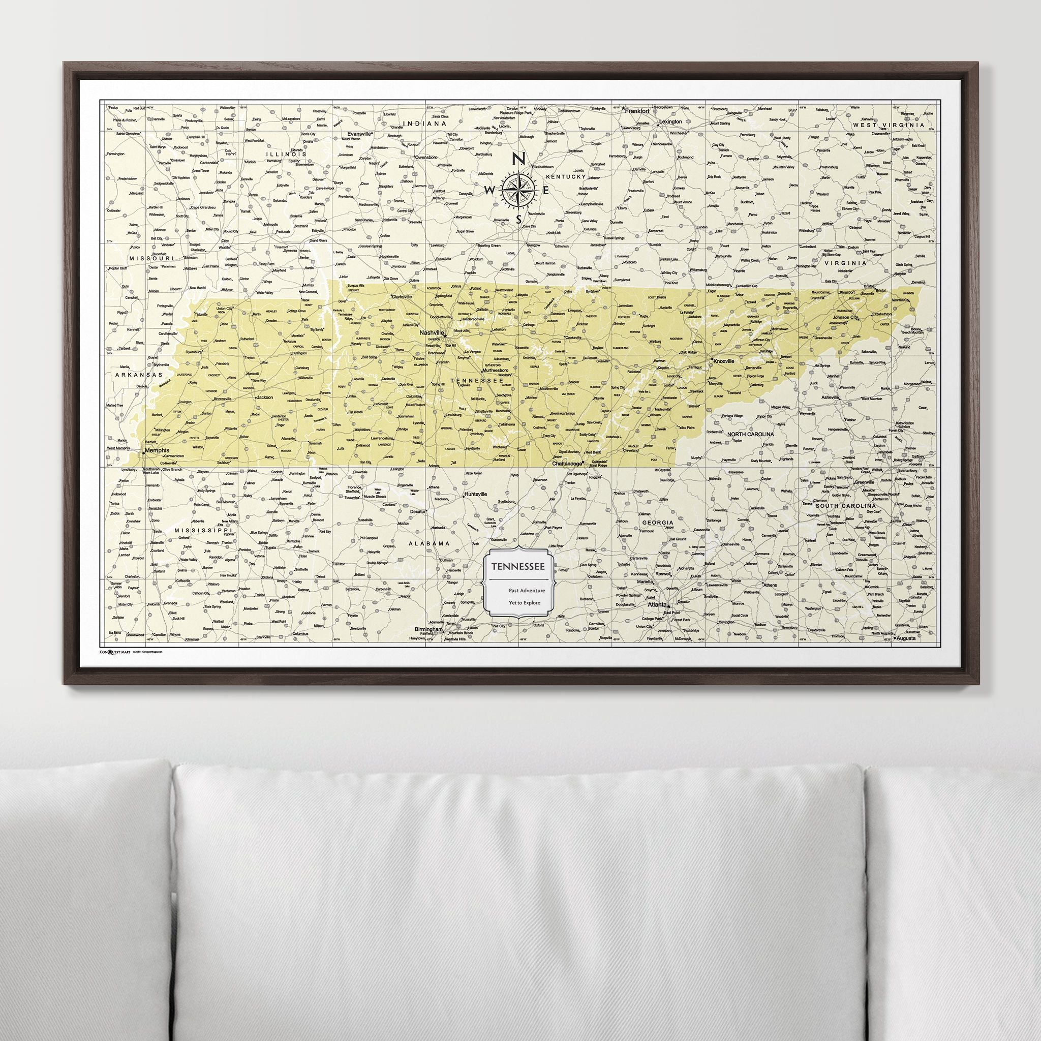 Push Pin Tennessee Map (Pin Board) - Yellow Color Splash CM Pin Board