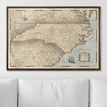 Push Pin North Carolina Map (Pin Board) - Rustic Vintage CM Pin Board