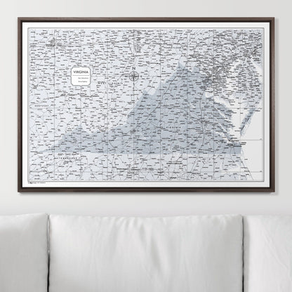 Push Pin Virginia Map (Pin Board) - Light Gray Color Splash CM Pin Board