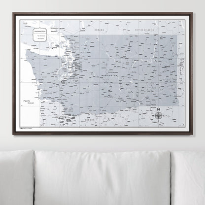 Push Pin Washington Map (Pin Board) - Light Gray Color Splash CM Pin Board