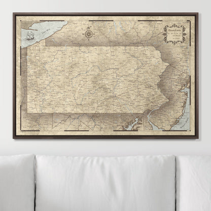 Push Pin Pennsylvania Map (Pin Board) - Rustic Vintage CM Pin Board