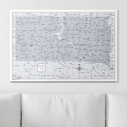 Push Pin South Dakota Map (Pin Board) - Light Gray Color Splash CM Pin Board