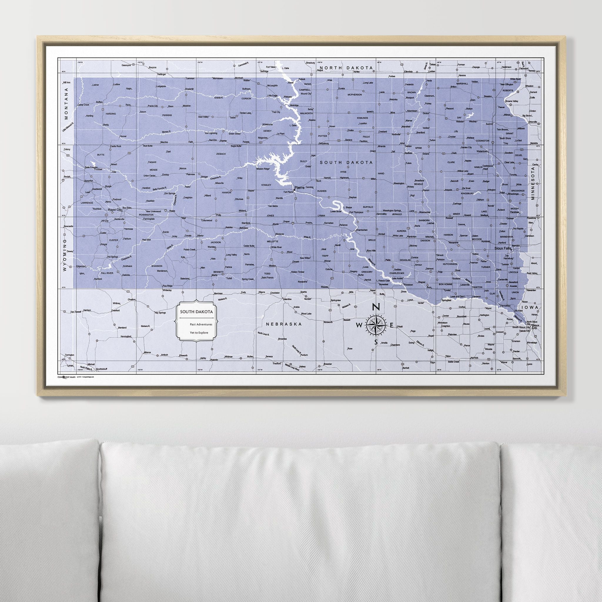 Push Pin South Dakota Map (Pin Board) - Purple Color Splash CM Pin Board