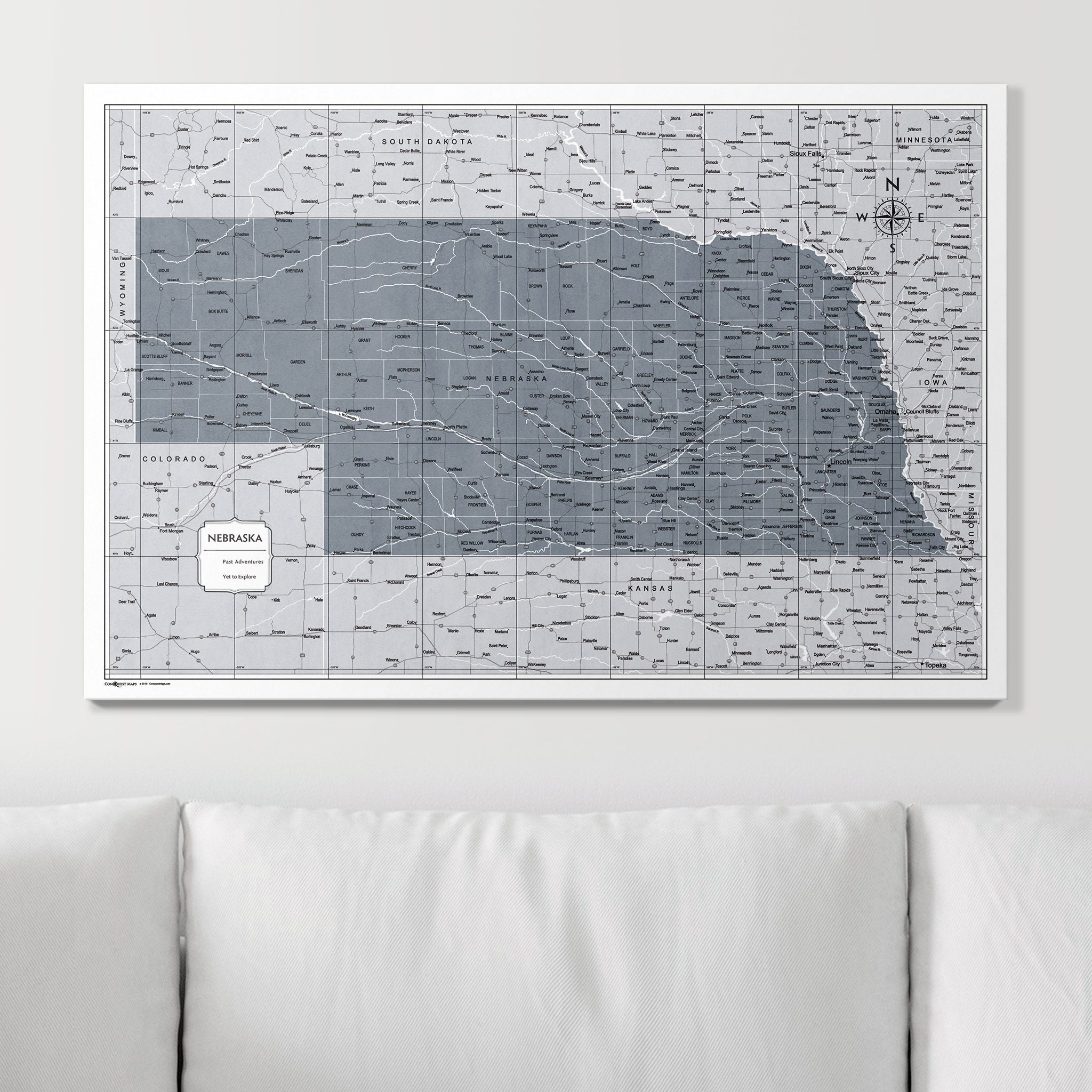 Push Pin Nebraska Map (Pin Board) - Dark Gray Color Splash CM Pin Board