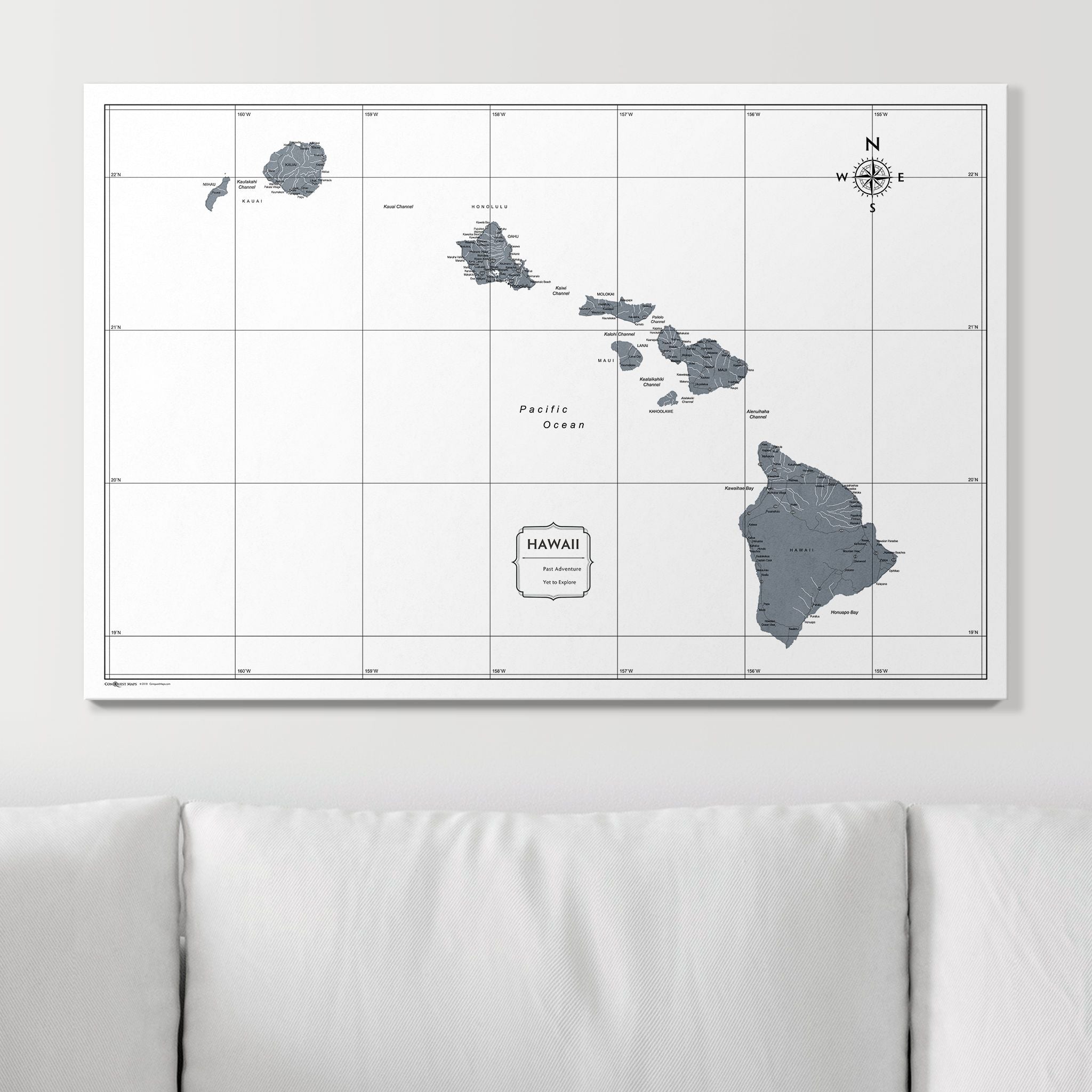 Push Pin Hawaii Map (Pin Board) - Dark Gray Color Splash CM Pin Board