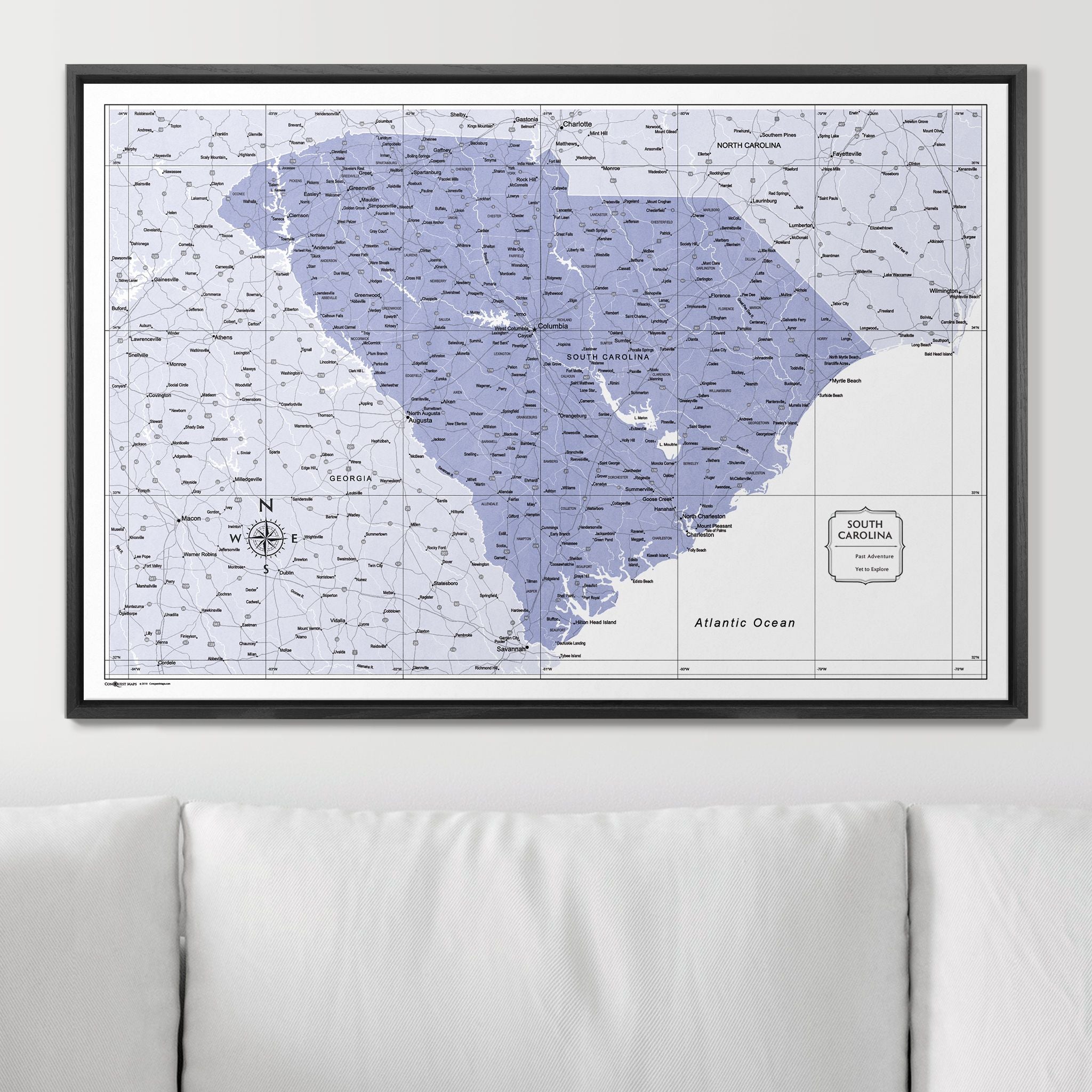 Push Pin South Carolina Map (Pin Board) - Purple Color Splash CM Pin Board