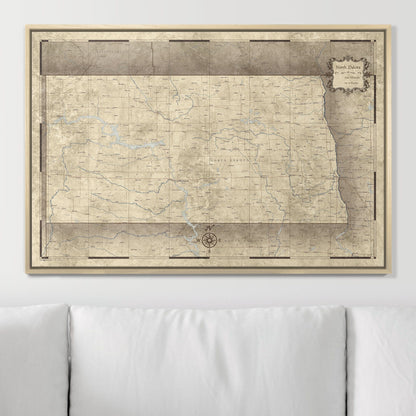 Push Pin North Dakota Map (Pin Board) - Rustic Vintage CM Pin Board