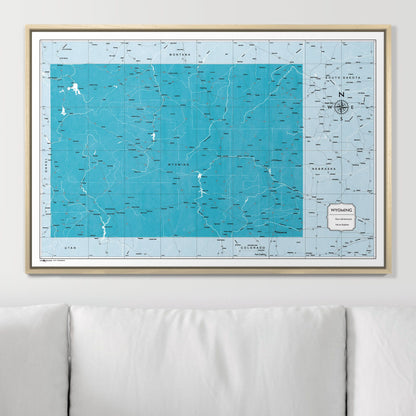 Push Pin Wyoming Map (Pin Board) - Teal Color Splash CM Pin Board