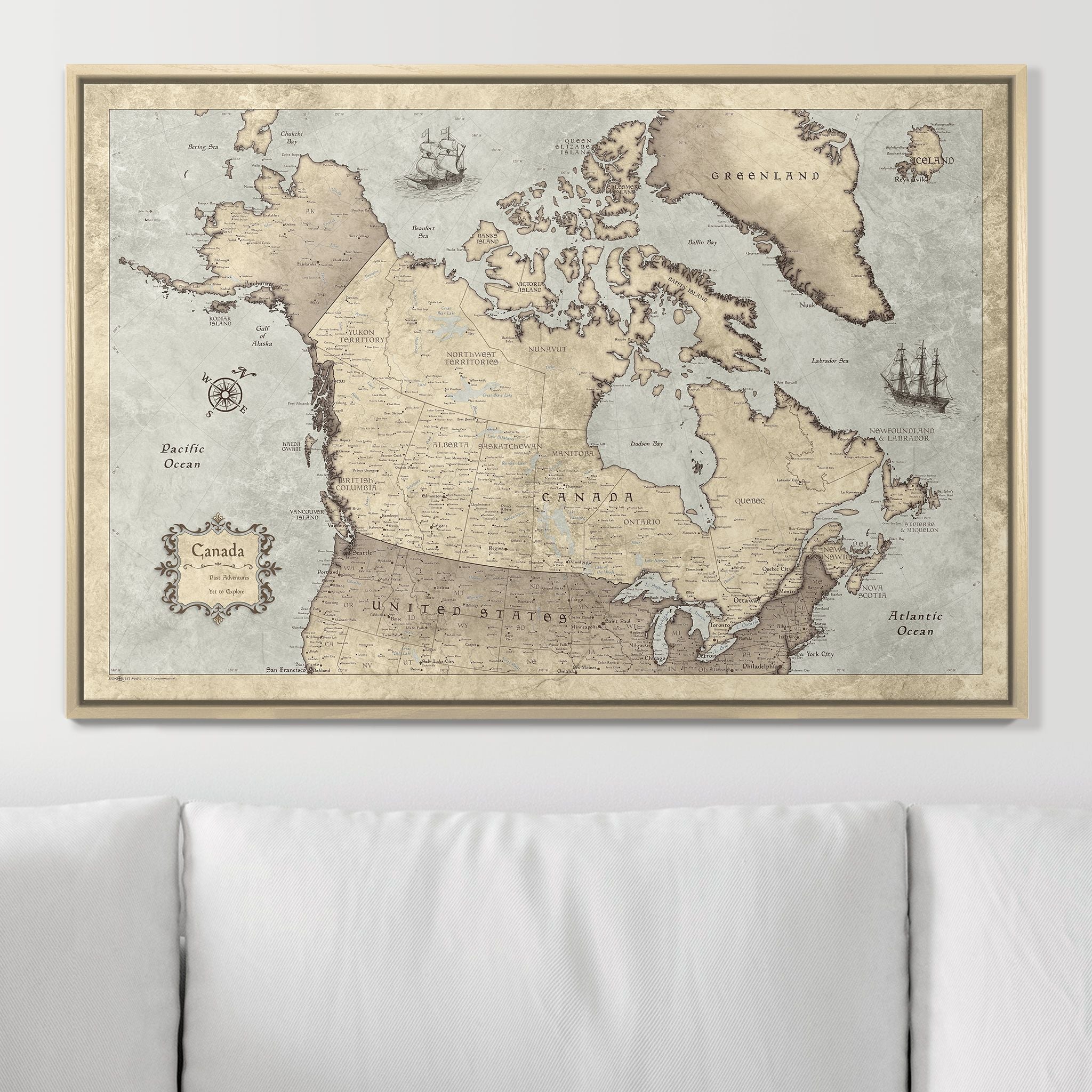 Push Pin Canada Map (Pin Board) - Rustic Vintage CM Pin Board