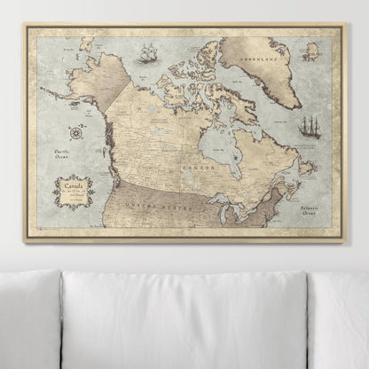 Push Pin Canada Map (Pin Board) - Rustic Vintage CM Pin Board