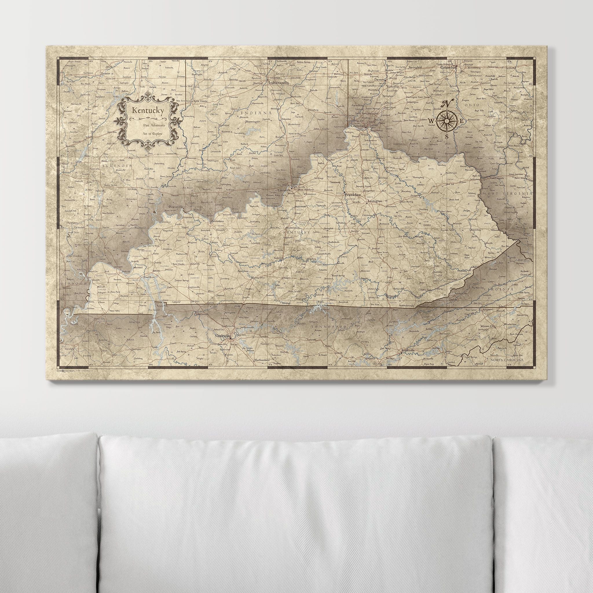 Push Pin Kentucky Map (Pin Board) - Rustic Vintage CM Pin Board