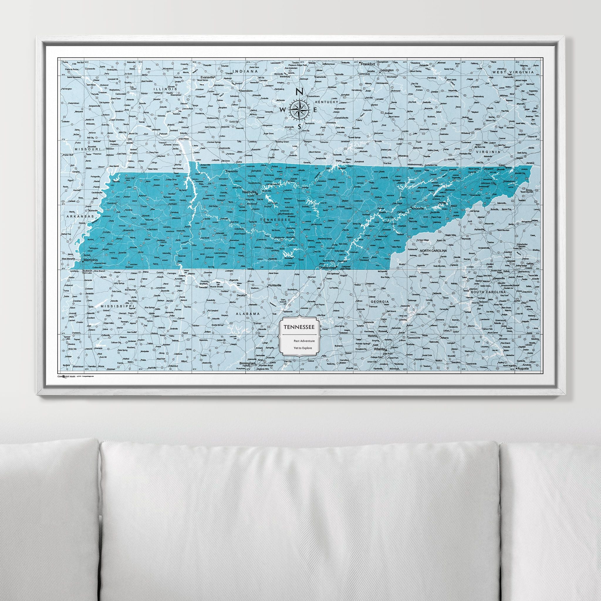 Push Pin Tennessee Map (Pin Board) - Teal Color Splash CM Pin Board