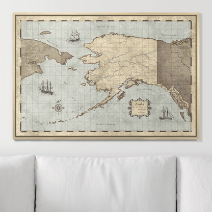 Push Pin Alaska Map (Pin Board) - Rustic Vintage CM Pin Board