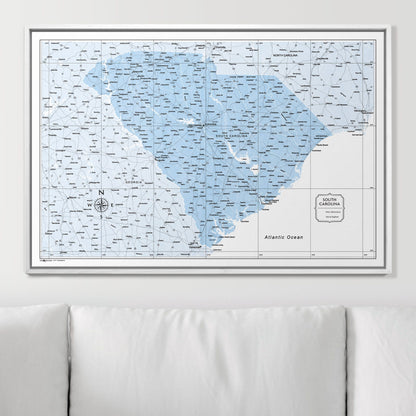 Push Pin South Carolina Map (Pin Board) - Light Blue Color Splash CM Pin Board