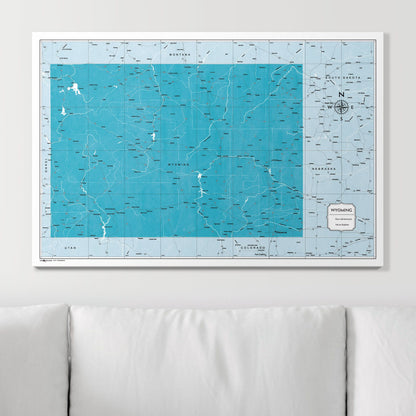 Push Pin Wyoming Map (Pin Board) - Teal Color Splash CM Pin Board