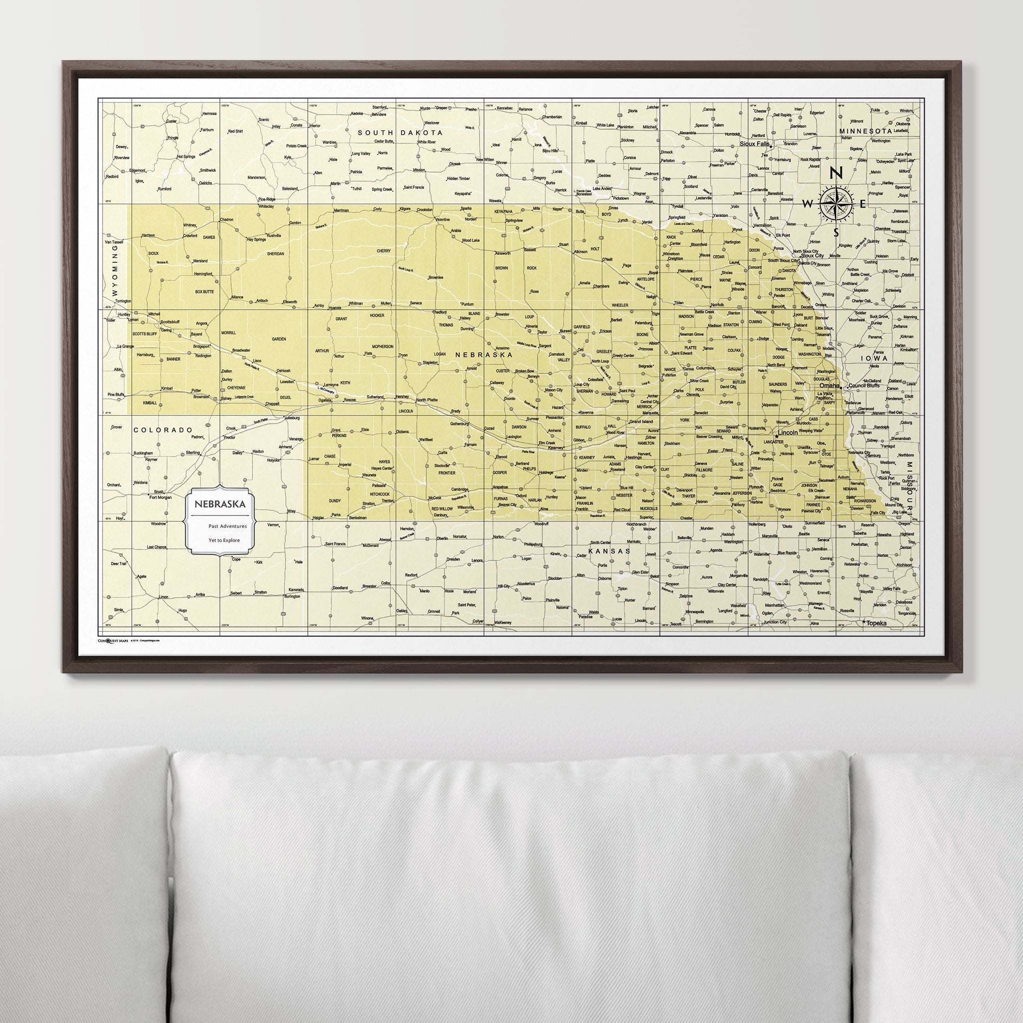 Push Pin Nebraska Map (Pin Board) - Yellow Color Splash CM Pin Board