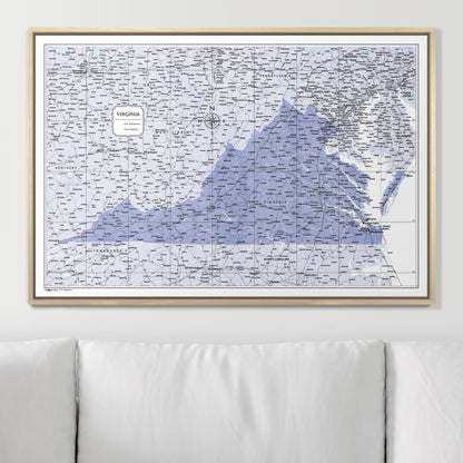 Push Pin Virginia Map (Pin Board) - Purple Color Splash CM Pin Board