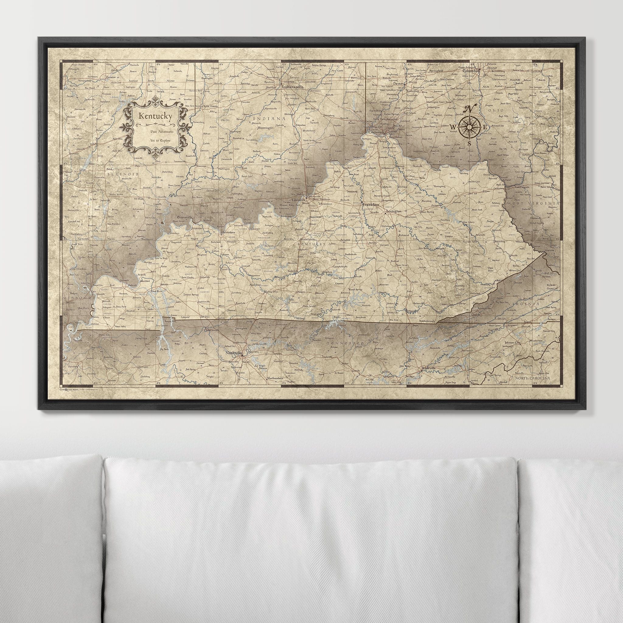 Push Pin Kentucky Map (Pin Board) - Rustic Vintage CM Pin Board