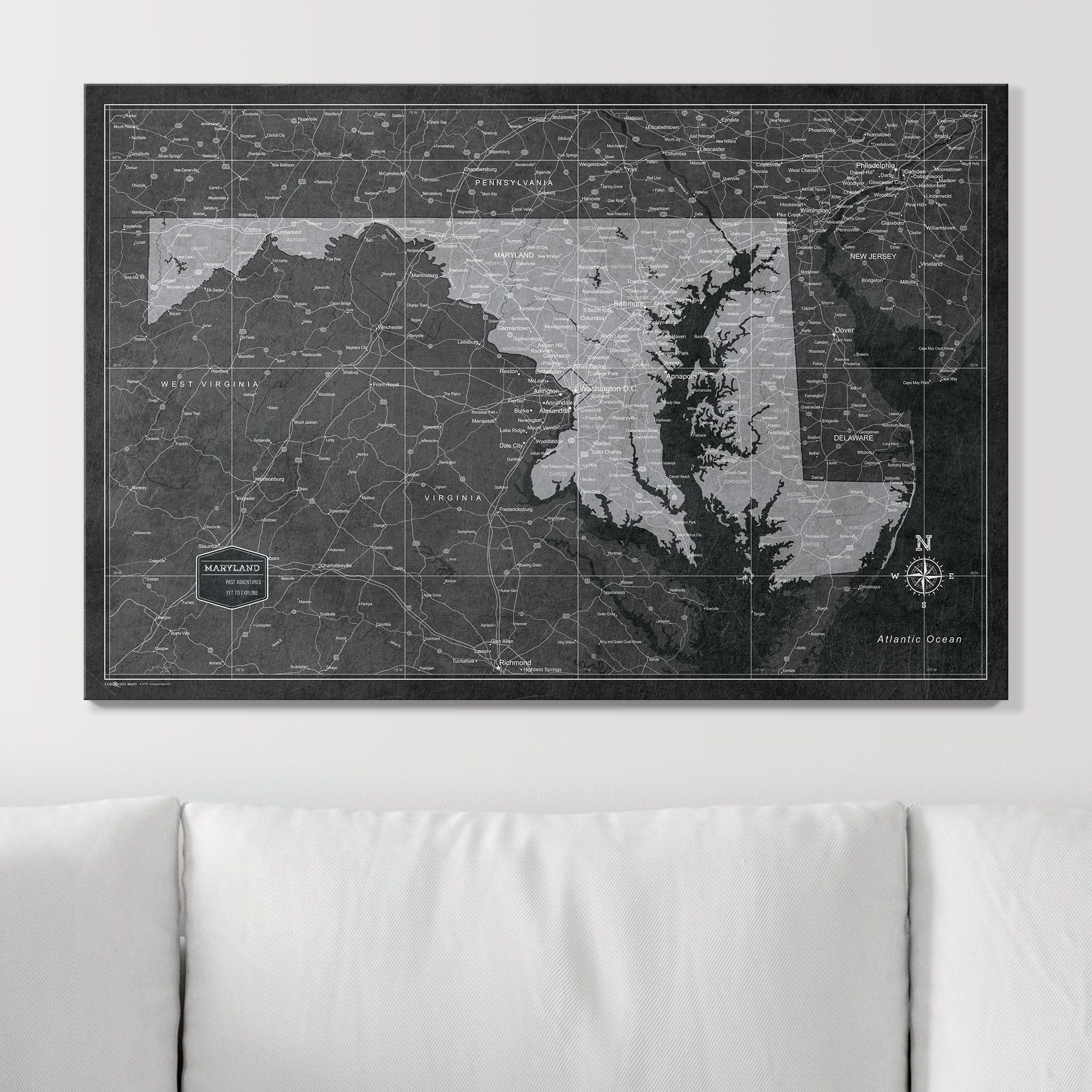 Push Pin Maryland Map (Pin Board) - Modern Slate CM Pin Board