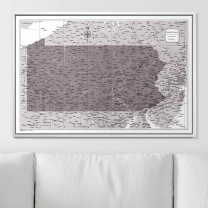 Push Pin Pennsylvania Map (Pin Board) - Dark Brown Color Splash CM Pin Board