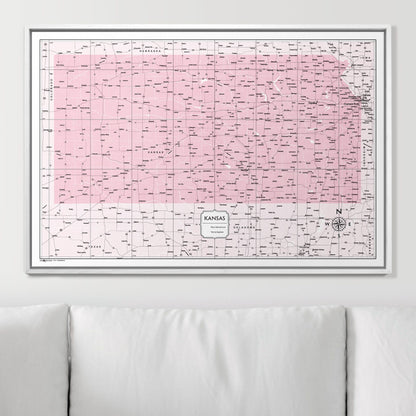 Push Pin Kansas Map (Pin Board) - Pink Color Splash CM Pin Board