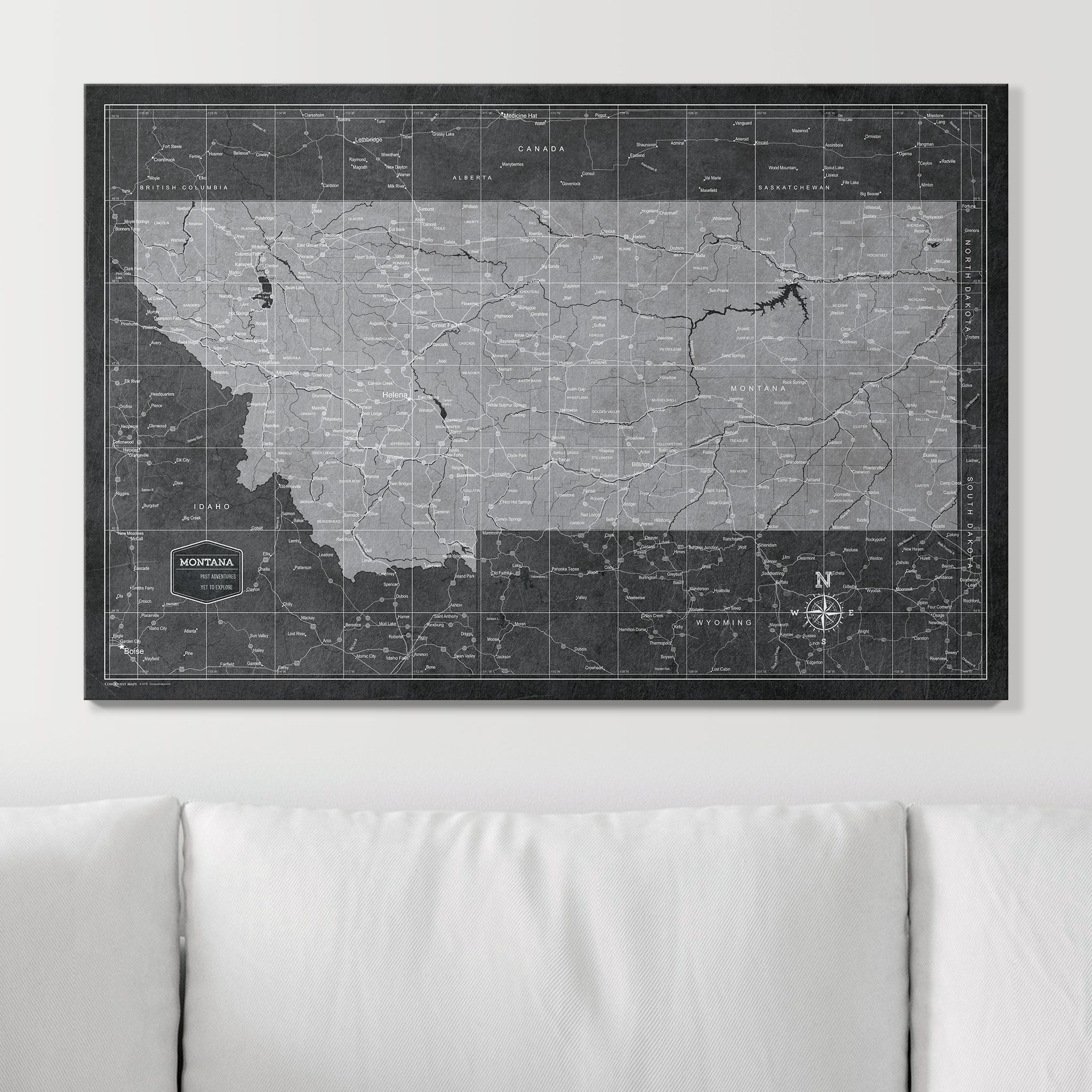 Push Pin Montana Map (Pin Board) - Modern Slate CM Pin Board