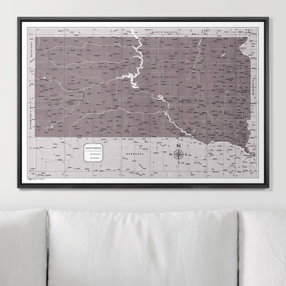 Push Pin South Dakota Map (Pin Board) - Dark Brown Color Splash CM Pin Board