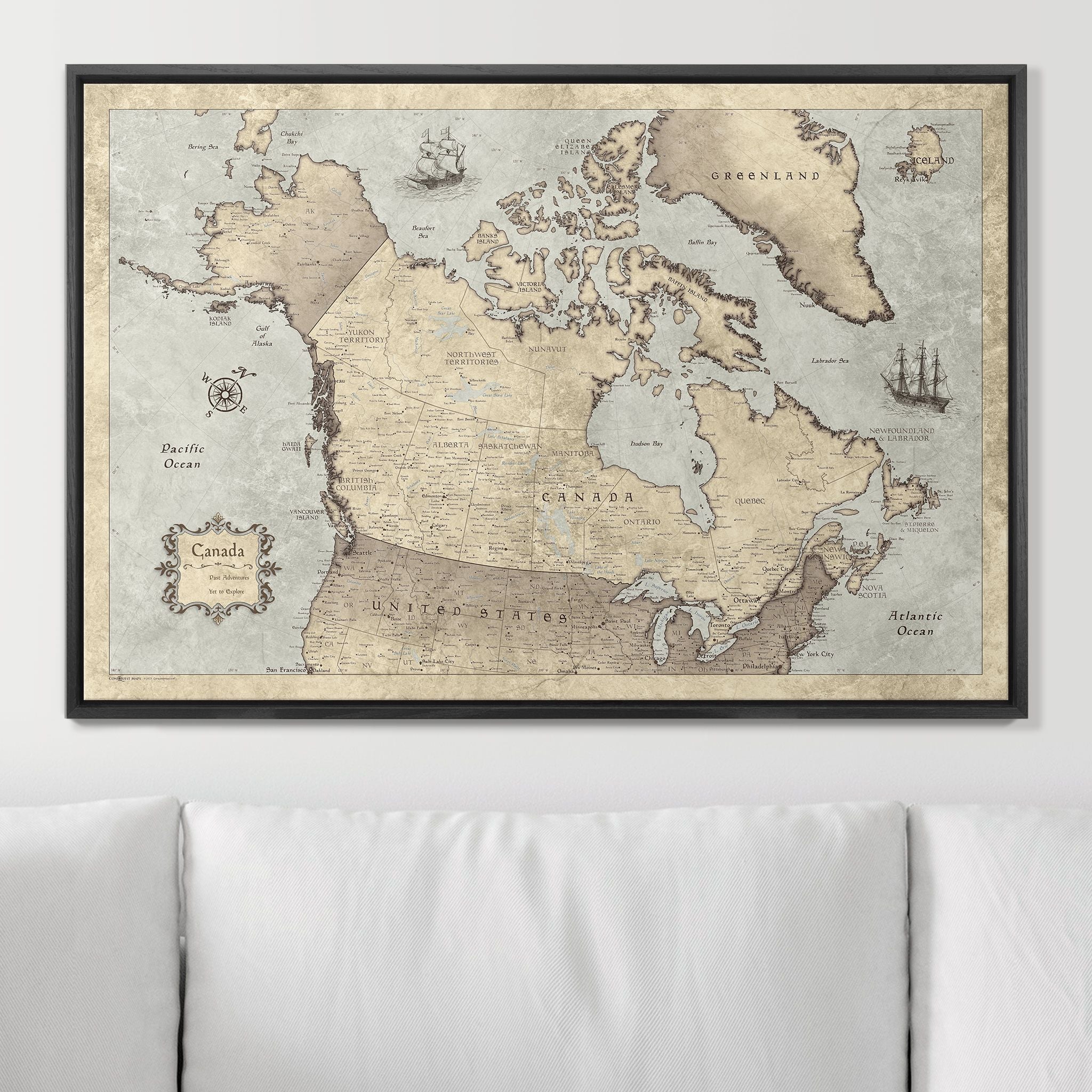 Push Pin Canada Map (Pin Board) - Rustic Vintage CM Pin Board