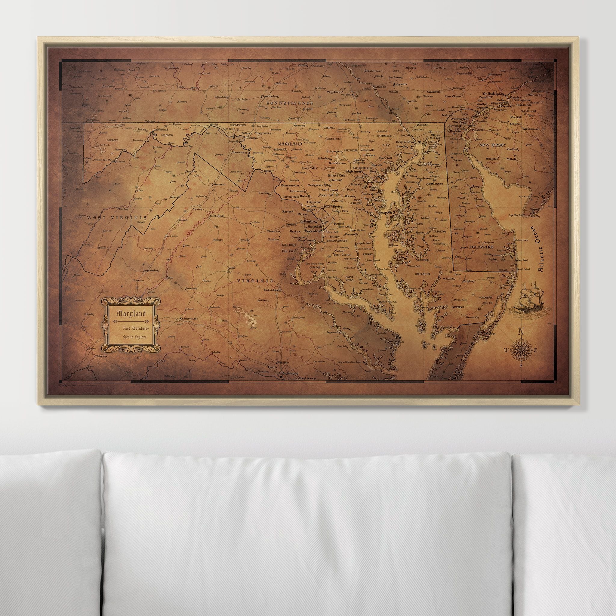 Push Pin Maryland Map (Pin Board) - Golden Aged CM Pin Board