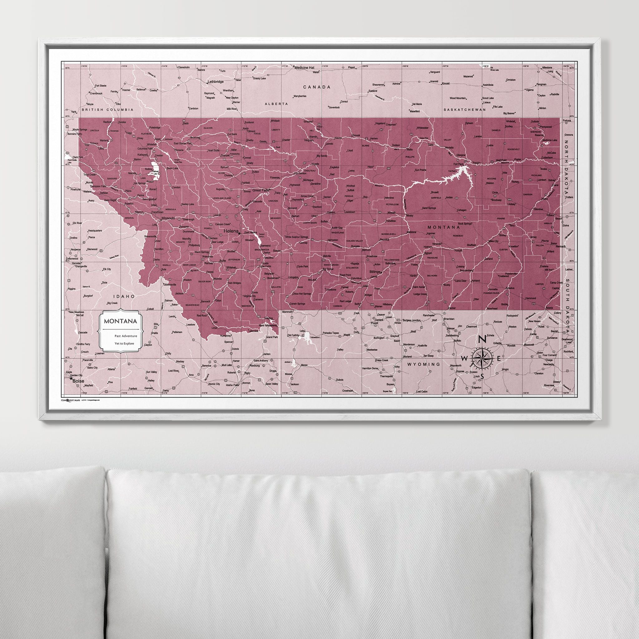 Push Pin Montana Map (Pin Board) - Burgundy Color Splash CM Pin Board