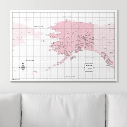 Push Pin Alaska Map (Pin Board) - Pink Color Splash CM Pin Board