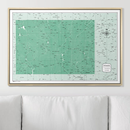 Push Pin Wyoming Map (Pin Board) - Green Color Splash CM Pin Board