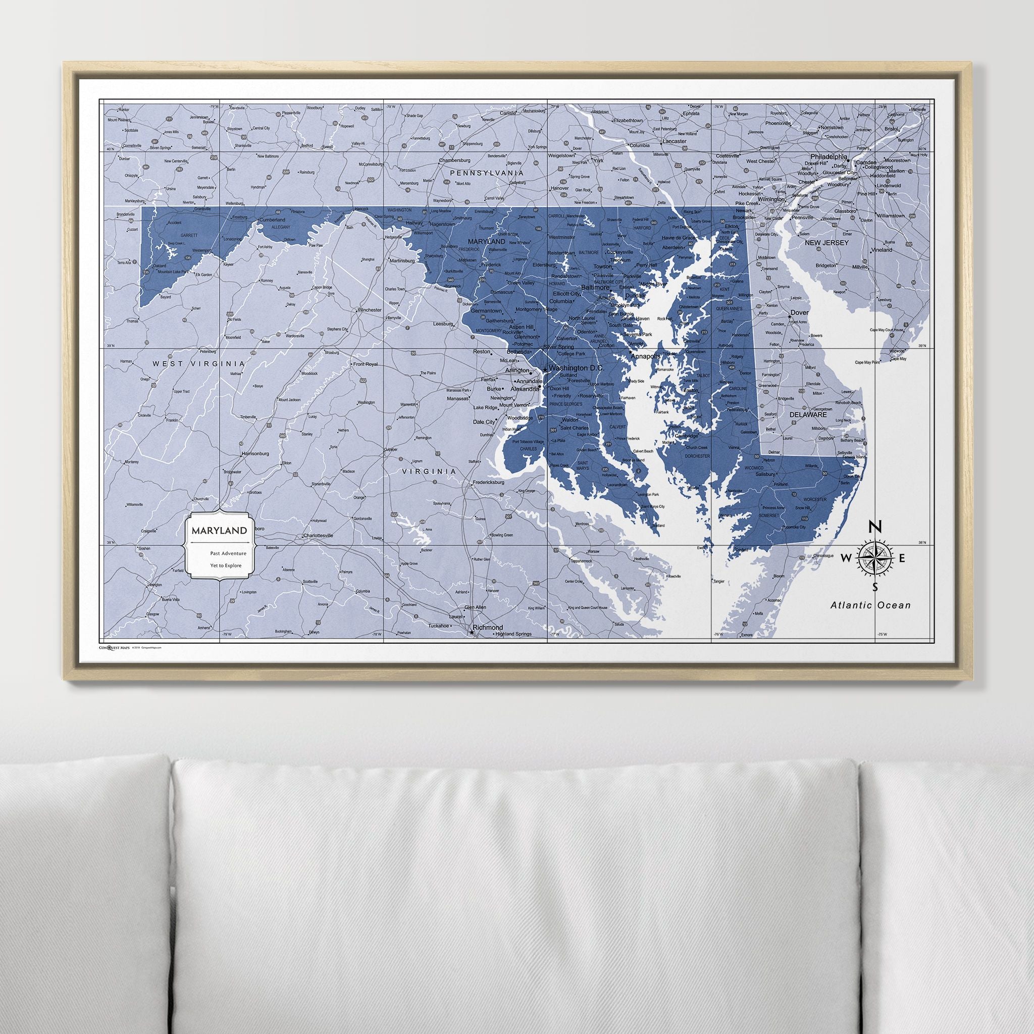 Push Pin Maryland Map (Pin Board) - Navy Color Splash CM Pin Board