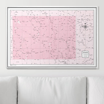 Push Pin Wyoming Map (Pin Board) - Pink Color Splash CM Pin Board